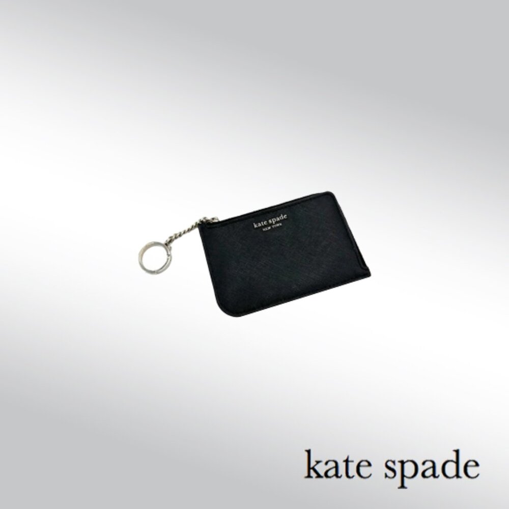 Kate Spade Cameron Medium Zip Card Holder – Black Saffiano Leather